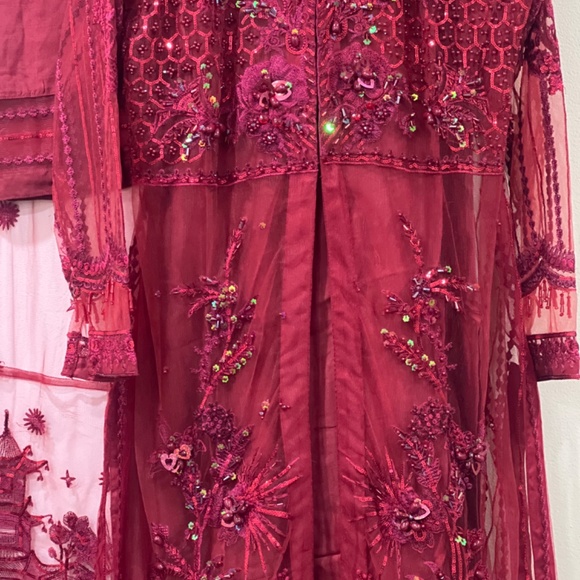 Organza and Raw Silk Embroidery Gulab Dress - Picture 5 of 11